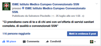 ISME - Istituto Medico Europeo Palermo, Direttore Sanitario Salvatore Piscitello, CONVENZIONATO SSN SERVIZIO SANITARIO NAZIONALE, Allergologia e Immunologia clinica, Audiologia, Chirurgia Ambulatoriale, Chirurgia Estetica, Chirurgia Funzionale ed estetica del naso, Chirurgia Generale, Chirurgia Laparoscopica, Chirurgia Plastica e Ricostruttiva, Foniatria, Ginecologia ed Ostetricia, Otorinolaringoiatria e Chirurgia Cervico - Facciale, Otorinolaringoiatria Pediatrica, CONVENZIONATO PALERMO, SSN PALERMO, MUTUA